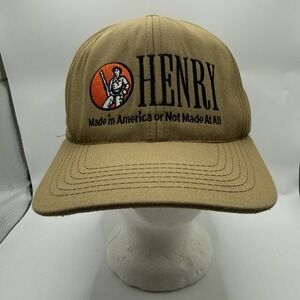 Henry Repeating Arms Rifle Co Made In USA Hat Cap Tan Beige Adjustable Strap